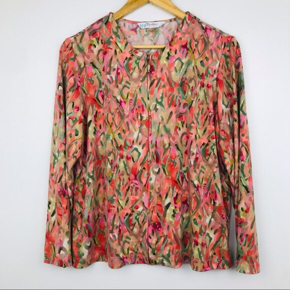 TanJay Multicolor zip up Jacket women size PM - Picture 2 of 12